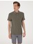 Haki Slim Fit Örme Dokulu Polo Yaka Tişört 3