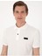 Beyaz Slim Fit Örme Dokulu Polo Yaka Tişört 2