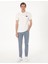 Beyaz Slim Fit Örme Dokulu Polo Yaka Tişört 4