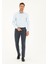 Açık Mavi Slim Fit Armürlü Uzun Kollu Gömlek 4