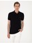 Siyah Slim Fit Örme Dokulu Polo Yaka Tişört 1