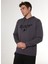 Antrasit Erkek Kapüşon Basic Baskılı Sweatshirt M4WM-SWT-1529 1