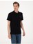 Siyah Slim Fit Örme Dokulu Polo Yaka Tişört 3