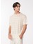 Bej Erkek Bisiklet Yaka Relaxed Çizgili T-Shirt F4SM-TST 0245 3