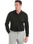 Siyah Slim Fit Düz 100% Pamuk Slim Yaka Uzun Kollu Saten Gömlek 3