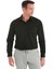 Siyah Slim Fit Düz 100% Pamuk Slim Yaka Uzun Kollu Saten Gömlek 4