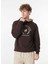 Kahve Erkek Kapüşon Loose Fit Baskılı Sweatshirt M4WM-SWT-1515 4