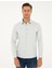 Gri Slim Fit Armürlü Uzun Kollu Gömlek 3