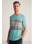 Keten Pamuk Karışım Etnik Desenli Mavi Triko T-Shirt 5