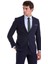 Lacivert Slim Fit Düz Mono Yaka Klasik Takım Elbise 2