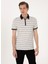 Bej Erkek Slim Fit Çizgili Polo T-Shirt Ken 1