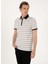 Bej Erkek Slim Fit Çizgili Polo T-Shirt Ken 3