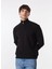 Siyah Erkek Fermuarlı Basic Düz Sweatshirt MML4WM-SWT9517 2