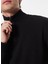 Siyah Erkek Fermuarlı Basic Düz Sweatshirt MML4WM-SWT9517 5