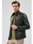 Wade Erkek Haki Slim-Fit Deri Mont 22WGD6462VE 2