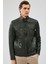 Wade Erkek Haki Slim-Fit Deri Mont 22WGD6462VE 3