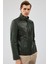 Wade Erkek Haki Slim-Fit Deri Mont 22WGD6462VE 4