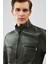 Wade Erkek Haki Slim-Fit Deri Mont 22WGD6462VE 7