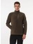 Haki Erkek Dik Relaxed Düz Polar Sweatshırt C4WM-SWT4201 1