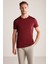 Bisiklet Yaka Bordo Basic T-Shirt 1