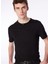 Siyah Erkek Düğmeli Bisiklet Yaka Basic T-Shirt F4SM-TST 0717 1