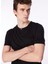 Siyah Erkek Düğmeli Bisiklet Yaka Basic T-Shirt F4SM-TST 0717 2