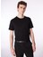 Siyah Erkek Düğmeli Bisiklet Yaka Basic T-Shirt F4SM-TST 0717 4
