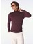 Bordo Melanj Erkek Yarım Balıkçı Yaka Basic Kazak F4WM-KZK 2841 1
