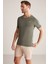 Nakış Logolu Yaka Detaylı Haki Triko T-Shirt 5