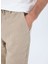 Açık Kahve Erkek Lastikli Regular Fit %100 Keten Bermuda Şort FC4SM-SHT 0928 5