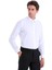 Beyaz Slim Fit Düz Pamuklu Slim Yaka Uzun Kollu Klasik Gömlek 3