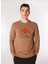 Açık Kahve Erkek Bisiklet Relaxed Nakışlı Sweatshirt D4WM-SWT3332 3