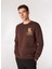 Kahve Erkek Bisiklet Relaxed Nakışlı Sweatshirt D4WM-SWT3078 1