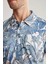 Çiçek Desenli Mavi Polo Yaka T-Shirt 5