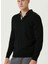 Siyah Erkek Düğmeli Slim Fit Düz Kazak 1091931 4