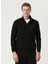Siyah Erkek Dik Slim Fit Düz Sweatshirt 1092999 2