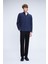 Lacivert Slim Fit Uzun Kol Düğmeli Yaka Flanel Gömlek 2