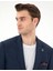 Lacivert Slim Fit Keten Karışımlı Ceket 2