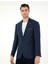 Lacivert Slim Fit Keten Karışımlı Ceket 3