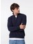Lacivert Erkek Fermuarlı Basic Düz Sweatshirt MML4WM-SWT9517 1