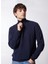 Lacivert Erkek Fermuarlı Basic Düz Sweatshirt MML4WM-SWT9517 4