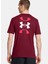 1382850-625 Ua Bball Logo Court Ss Bordo Yuvarlak Yaka Normal Kalıp Erkek T-Shirt 2