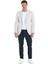Beyaz Slim Fit Çizgili Sivri Yaka Casual Ceket 2