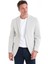 Beyaz Slim Fit Çizgili Sivri Yaka Casual Ceket 4