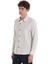 Bej Klasik Fit Çizgili Uzun Kollu Overshirt Gömlek 3