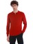 Kırmızı Regular Fit Jakarlı Polo Yaka Yünlü Triko Kazak 1