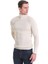 Bej Slim Fit Fitilli Balıkçı Yaka Yünlü Triko Kazak 4
