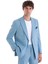Mavi Slim Fit Çizgili Kruvaze Takım Elbise 4