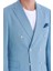 Mavi Slim Fit Çizgili Kruvaze Takım Elbise 6