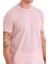 Pembe Regular Fit Jakarlı Bisiklet Yaka Keten Tişört 4